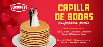Bodas gratis de Denny's en el Día de San Valentín en Las Vegas
